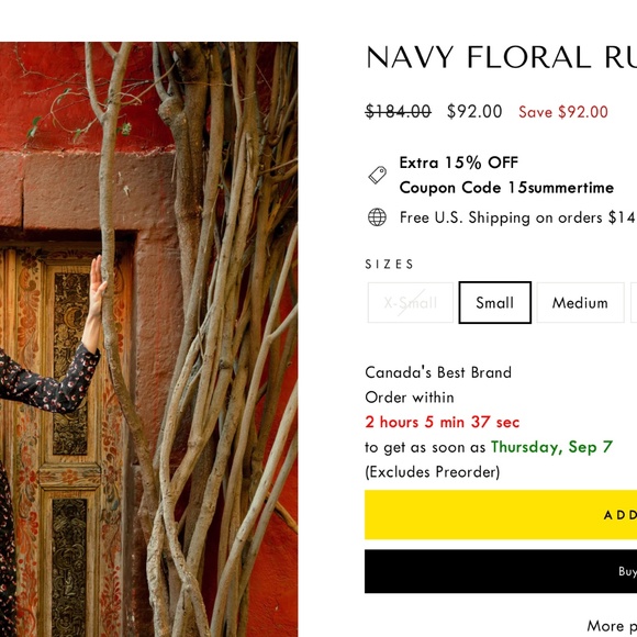 Navy Floral Ruched Maxi Dress - Urban Modesty - Picture 5 of 5